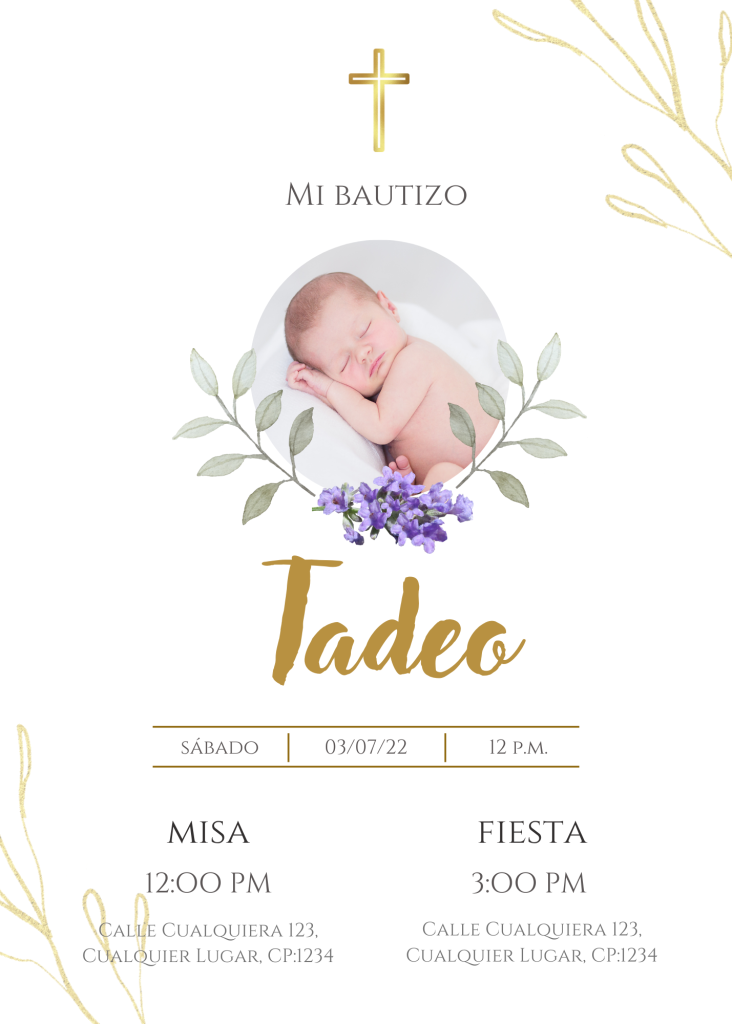 Invitaciones de bautizo para editar en Photoshop
